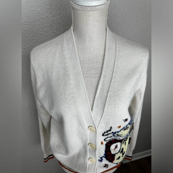 Marni  WOOL-CASHMERE BLEND CARDIGAN WITH JACQUARD DRAGON size S-M - Picture 6 of 14